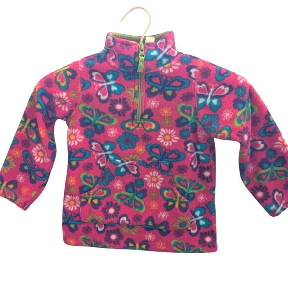 Arizona Y2K Hot Pink Floral‎ Print Fleece Pullover Jacket Size 4 Small - Picture 6 of 6